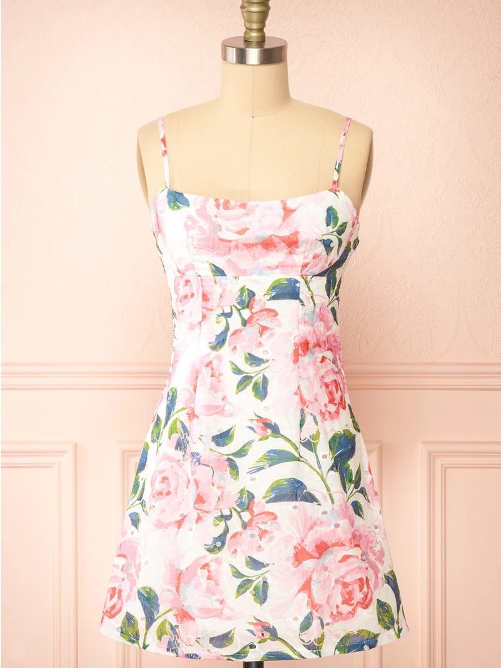 Boutique 1861 Carmela Dress | Short Floral Dress w/ Lace Up Back